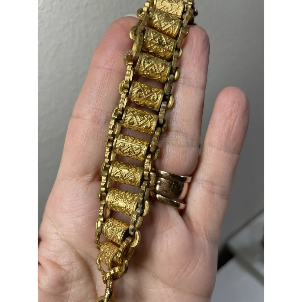 Vtg Fraternal Society  Sword Belt Hanger Gold Tone Chain & Medals Regalia Lot